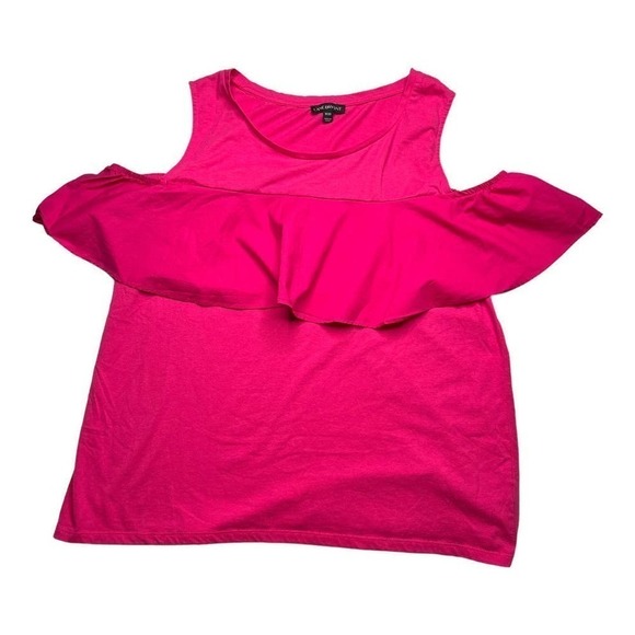 LANE bryant magenta cold shoulder ruffle top size 18/20 - Picture 1 of 7